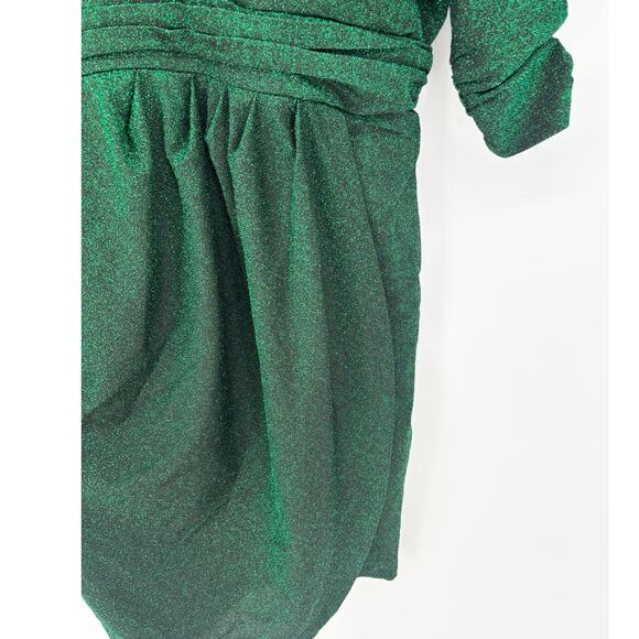 Eloquii NWT Green Sparkle Tulip Hem Empire Waist Cocktail Dress Size 20 - Picture 4 of 5